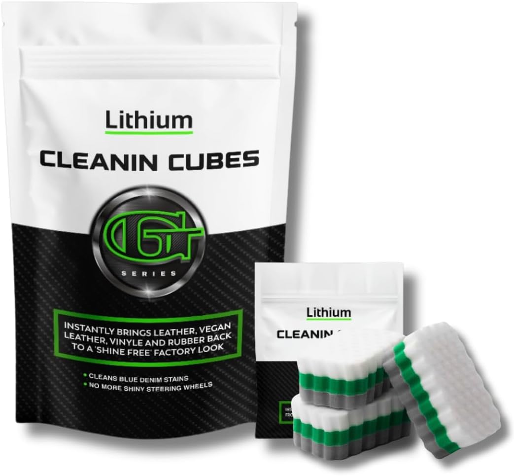 Lithium Cleaning Cubes- Hydrating Car Cleaner Interior for Leather, Plastic, Carpet, Vinyl, and Tesla Vegan Leather - Non Toxic and Color Safe Interior Car Cleaner