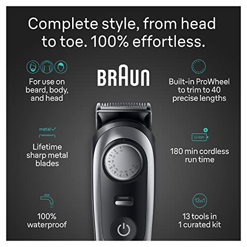 Braun All-In-One Style Kit Series 9 9440, 13-In-1 Trimmer For Men With Beard Trimmer, Body Trimmer For Manscaping, Hair Clippers & More, Braun’s Sharpest Blade, 40 Length Settings, #TOP2