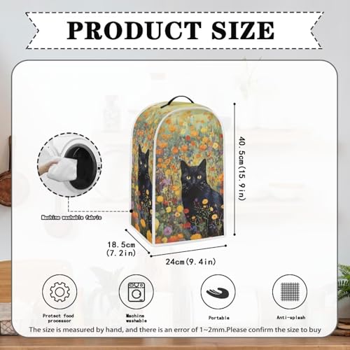 Image of Talayituse Cat Flower Print Blender Cover Kitchen Appliance Covers Stand Mixer or Coffee Juice Machine Blender Dust Cover and Fingerprint Protection