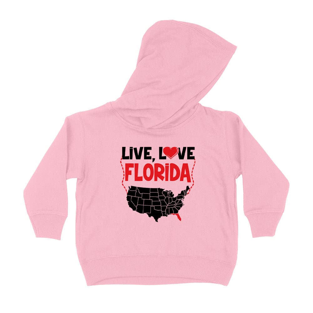 Live Love Florida Kids Hoodie Sweatshirt Toddler 4T Light Pink