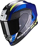 Passform: Universal Fit Scorpion Motorradhelm EXO-R1 AIR HALLEY Blue-Neon Yellow, Schwarz/Blau, M, 10-298-203-04