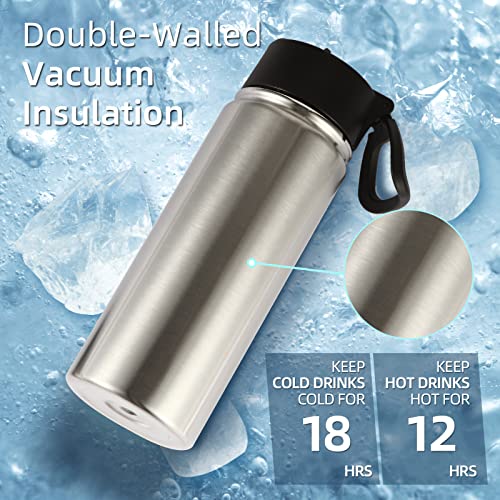 Volhoply 530ml/18oz Kids Insulated Water Bottle, Stainless Steel Water Bottles with Straw Lid - Image 2