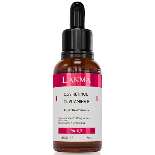 Serum Facial Lakma Retinol 0,5% + Vitamina E 1% Skincare Home Care Todos os Tipos de Pele Antirugas