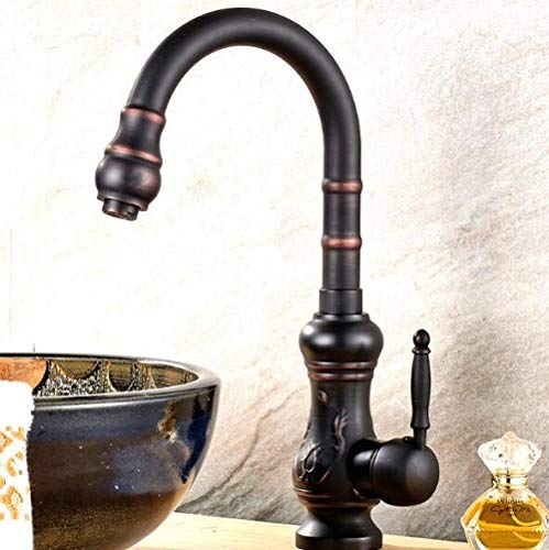 Robinet d'eau sculpté haut de gamme style antique pour évier noir