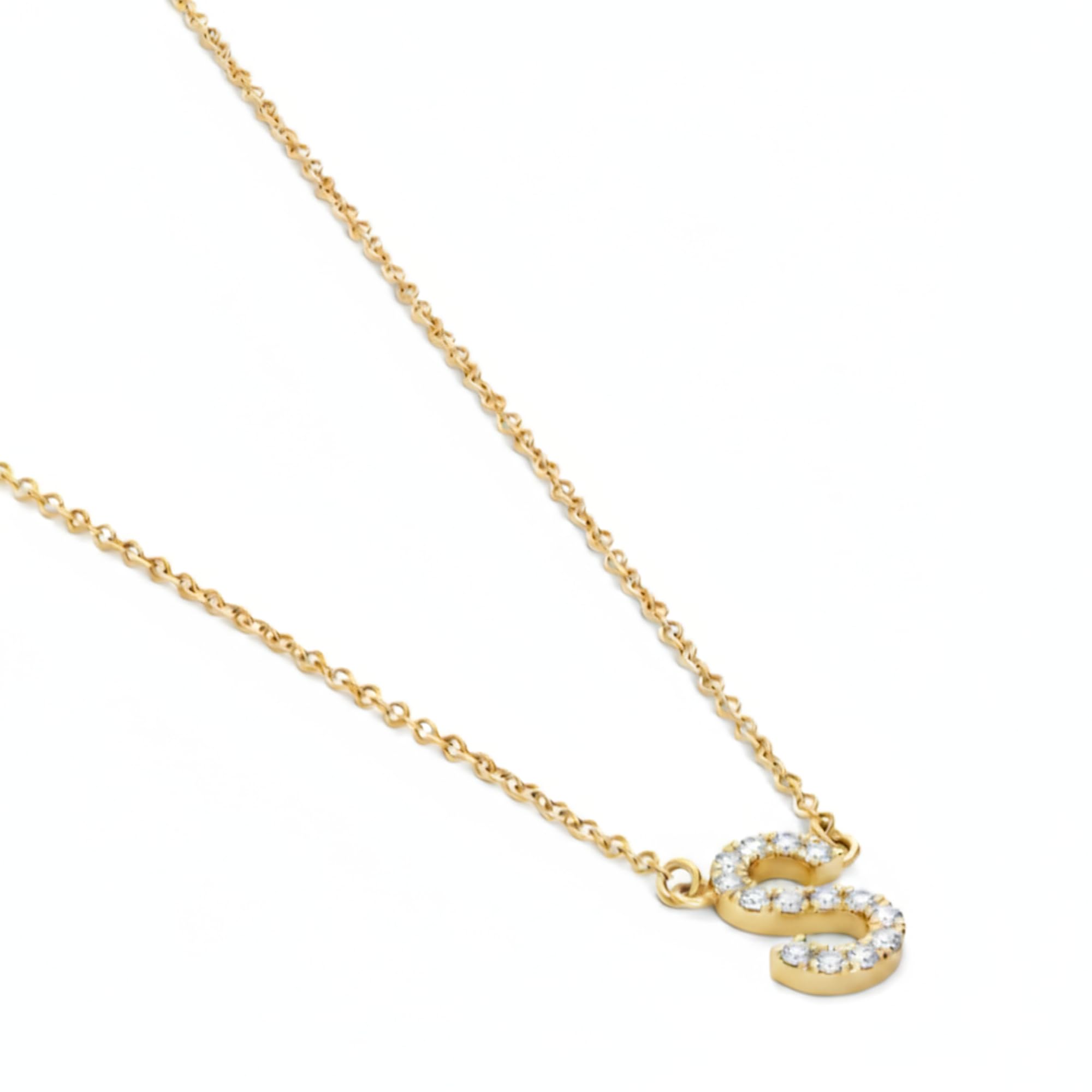  “S” Initial Necklace with Diamond Accents – Dainty Letter Necklace – Custom Fine Jewelry Gift for Women