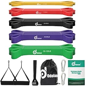 5 Packs Pull Up Assist Bands, Odoland Pull Up Straps, Resistance Bands with Door Anchor and Handles | Stretch Mobility…