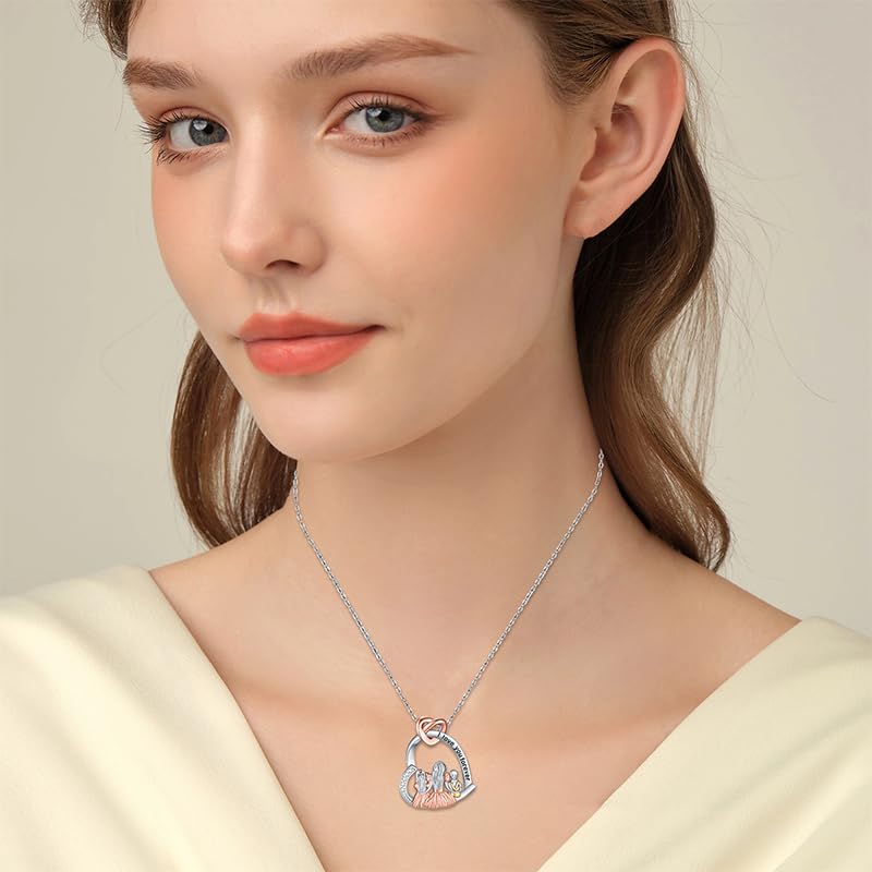 Mother and 1/2/3 Daughters/Son Necklace 925 Sterling Silver Father Daughter Grandma Necklace 2/3 Sisters Gifts Mother's Day Jewelry for Women4