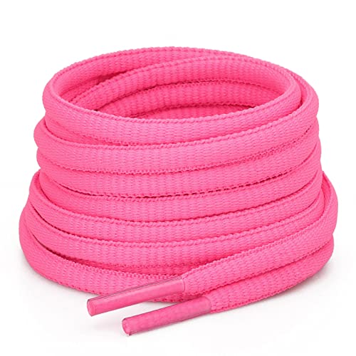 Puzeam 2 Pairs Oval Athletic Shoelaces 30 Colors 1/4" Half Round Shoe Laces for Sneakers - Hot Pink 160