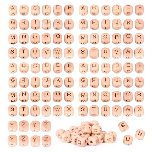 Perline fai da te: utilizzate queste perline in legno con le lettere dell'alfabeto per realizzare oggetti artigianali divertenti e unici, creando pezzi diversi che consentono a voi e ai vostri bambini di dare libero sfogo alla vostra creatività. Realizzate i vostri capolavori unici con queste perline.