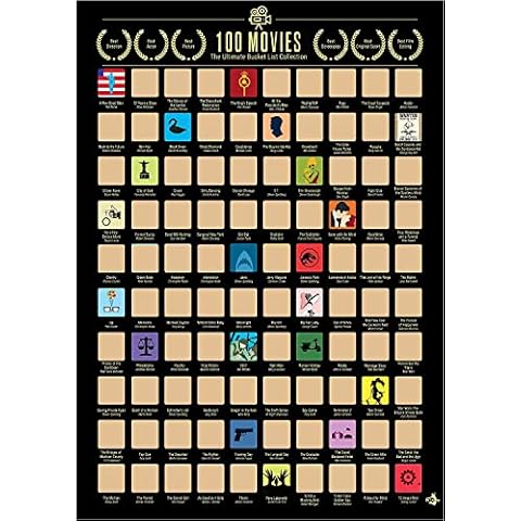 KITRDOOR Top 100 Movies Scratch Off Poster, A2 Size Movie Posters ,Gifts For Movie Lovers, Must See Movie Challenge with Scratcher Included Cover