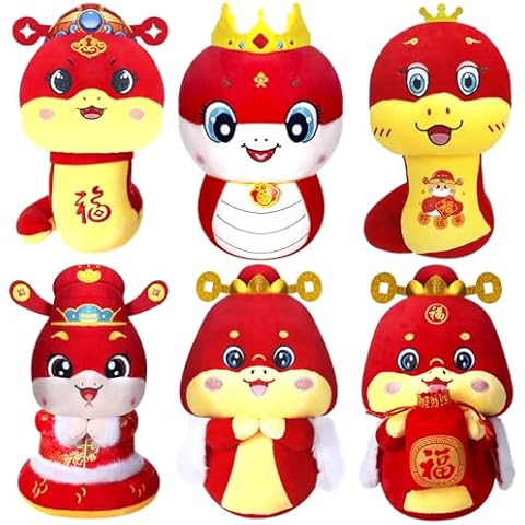 Sinmoe 6 Pcs Large Chinese New Year Snake Stuffed Animals 9.84inch Chinese New Year Gifts Snake Stuffed Animal Plush Toy Chinese New Year Decorations 2025 New Year of The Snake Plush Gifts(Snake) Cover
