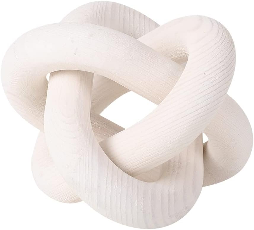 Wood Knot Chain Link Decor – 3 Link Boho Wooden Hand Carved Decorative Wooden Links Knots for Coffee Table Entryway Modern Farmhouse Shelf Decoration