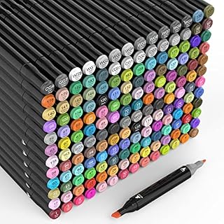 SOALSUIS 168 Colours Markers Pens for Kids & Adults with Dual Tips, Graphic Sketch Markers Art Pens for Drawing, Painting, Coloring, Sketching, Double Tipped Graphic Marker Pen (Black 168)