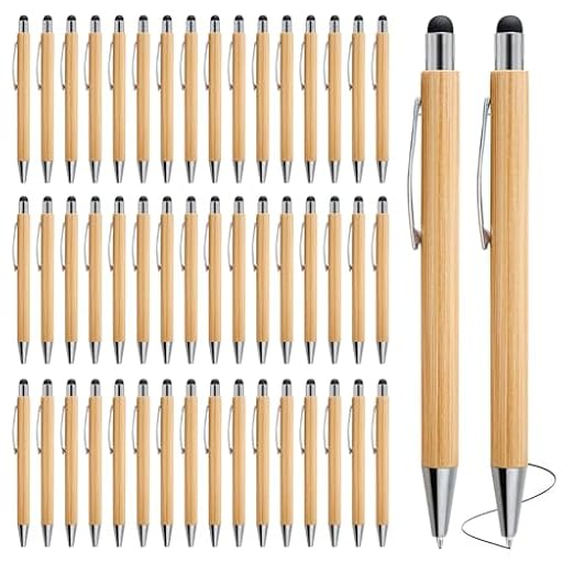 Bordeag – Lote de 50 bolígrafos de madera de bambú – bolígrafo – 2 en 1 – bolígrafos personalizados – Bolígrafo de tinta – Pluma suave al tacto para la escuela o la oficina viajes | Ya disponible en tu tienda friki favorita! En mundofriki.es!