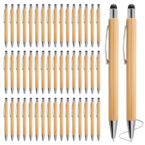 Bordeag Lote de 50 bolígrafos de madera de bambú bolígrafo 2 en