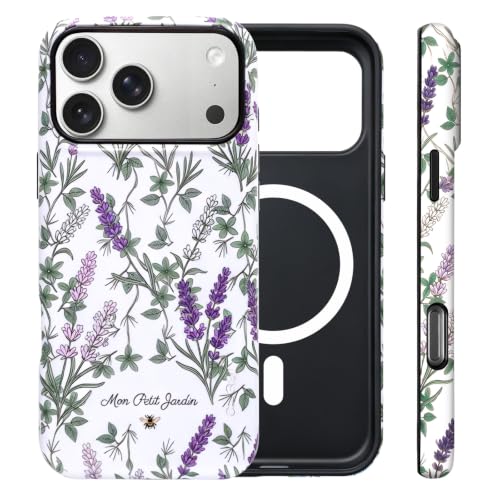 Coque violette iPhone 17 Pro fleurie pour femmes et filles