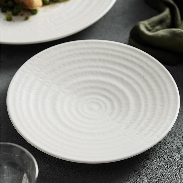 Platos De Pasta, Platos De Postre De Loza Vajilla Plato de cena de cerámica de estilo europeo Plato de cena occidental con rosca de cerámica Plato de carne en relieve Plato plano creativo Plato de cen
