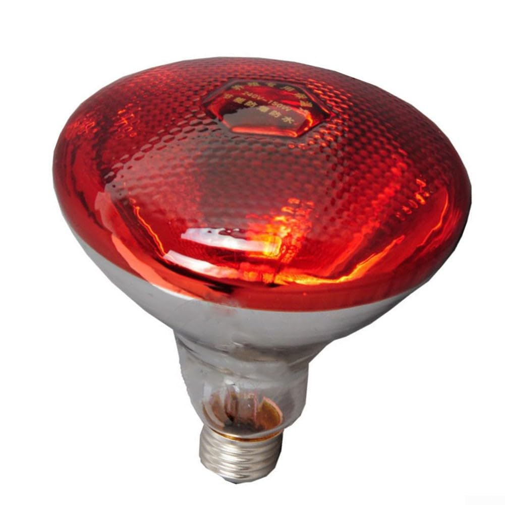 Red Infrared Heat Lamp,for Chickens,Brooders & Reptiles – 110V E27 Base Incandescent Bulb with Quartz Glass,5000-Hour Lifespan(Red Saffron 175W) — view 3