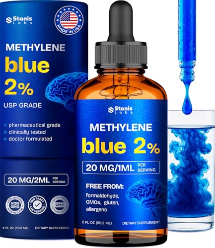 Supreme Methylene Blue Drops 2% - Ultra High Purity (USP) - Ultimate Methylene Blue Pharmaceutical Grade - Memory Supplement For Brain Focus & Clarity & Brain Memory Supplements & Focus Fuel 1 pack