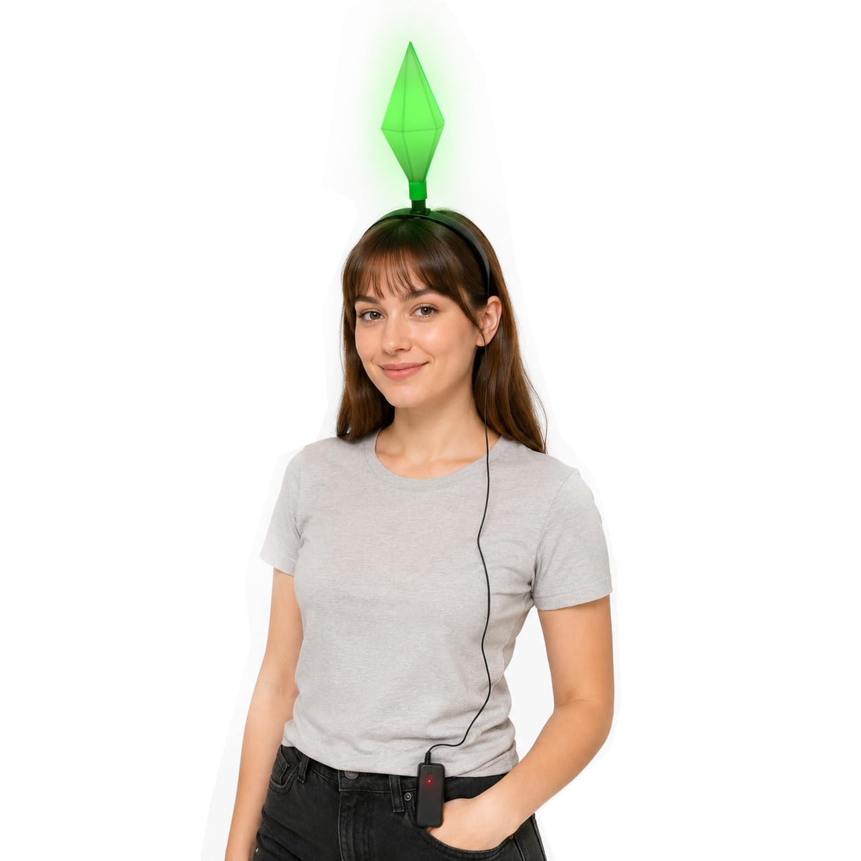 BIPDOVO Light Up Green Diamond Headband for Halloween Cosplay Party