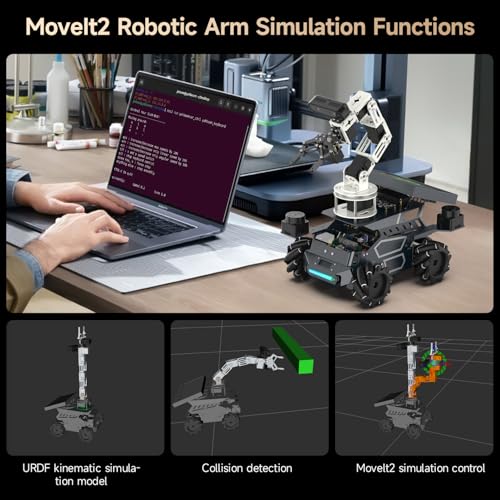 Image of Yahboom ROS2 Robot Kit with Raspberry Pi5 8GB AI Large Model with 6DOF Robotic Arm, AI Voice Interaction Module 3D Map Navigation