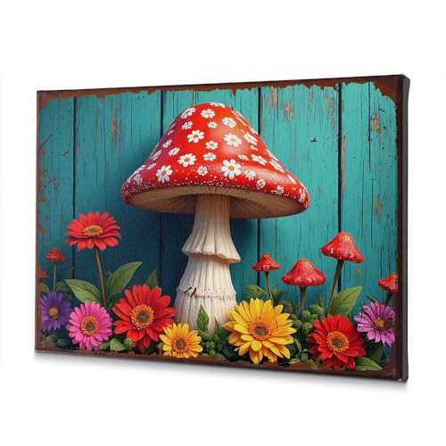 Tableau champignon géant 30x40 cm idée cadeau pour la maison