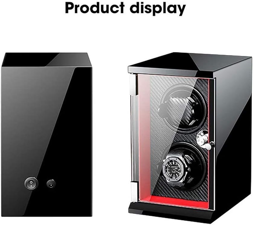 Automatic Double Watch Winder Wood Shell Piano Paint Exterior Adjustable Watch Pillows,Quiet Motor Vertical Design Good