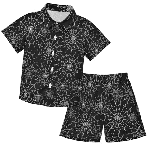 Image of visesunny Funny Boy's 2 Pieces Shirt and Short Set Casual Shirts Short Sleeve Beach Shorts Summer Outfits for 3-10 Years Kids