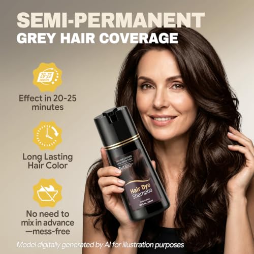 JUANCHI Dark Brown Hair Dye Shampoo 3 in 1, Hair Color Shampoo for Gray Hair Coverage for Women Men 400ml — view 3
