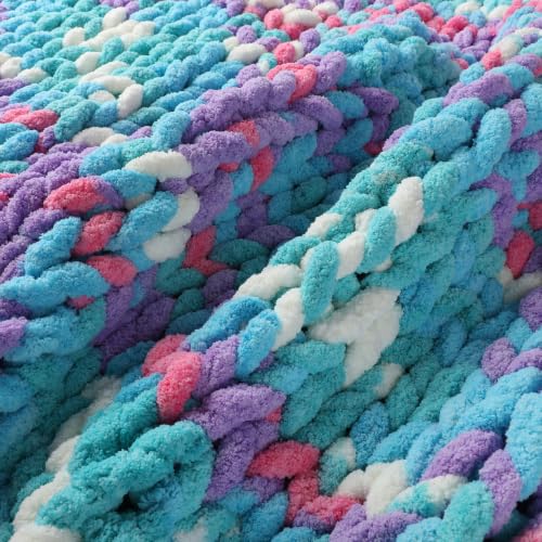 Image of Chunky Chenille Yarn for Hand Knitting 8 Jumbo Pack Jumbo Chunky Yarn for Hand Soft Blanket Knitting, Bulky Thick Fluffy Yarn for Crocheting (Candy Colors)