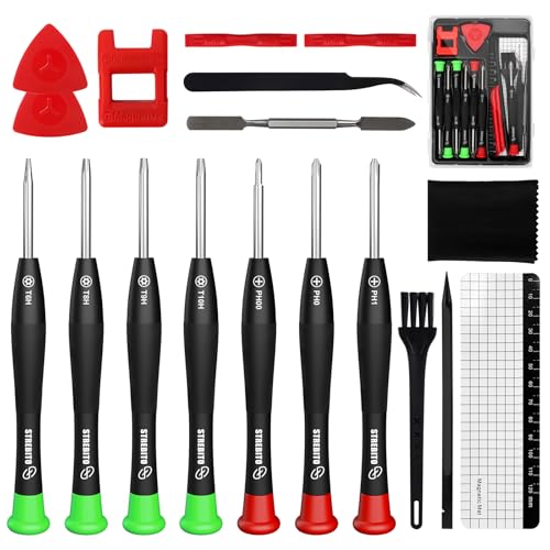 STREBITO 18Pcs Screwdriver Set, Gifts for Him/Men/Dad, Professional PS Cleaning Kit with Torx and Phillips for PS Series, Eyeglass, Watch, Jeweler, Computer, Laptop, Phone