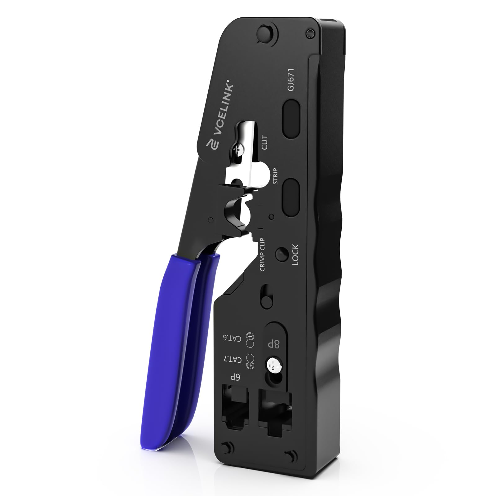 VCELINK GJ671BL Crimpadora RJ45 Pasante Crimpadora Profesional para Conector RJ45,RJ12,RJ11