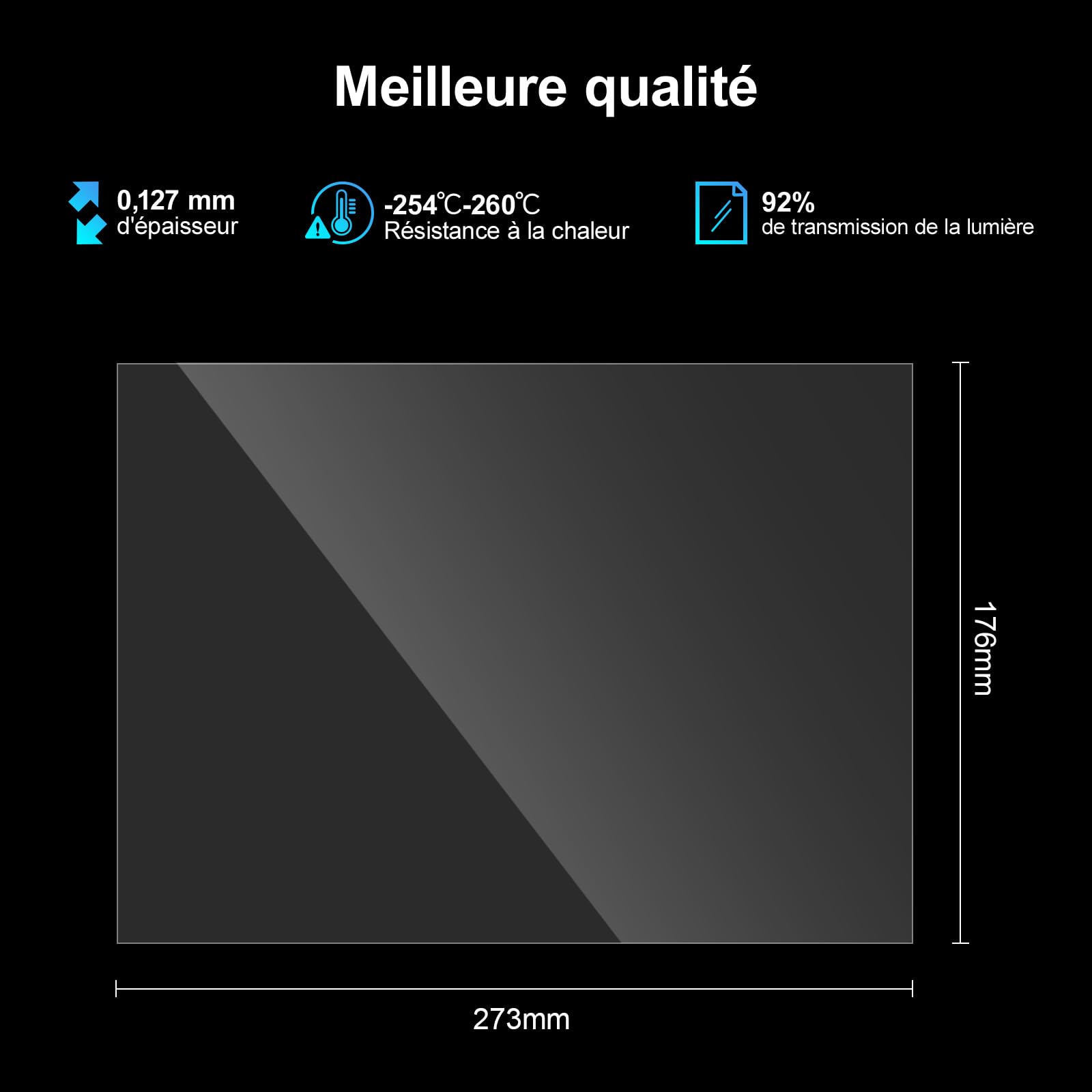 ELEGOO Film de Séparation PFA pour Saturn 2 Saturn 3 Saturn 4 Saturn 4 Ultra 12K/16K Imprimante 3D LCD Résine 273 * 176 mm avec 0,127 mm d'Épaisseur (Lot de 5)