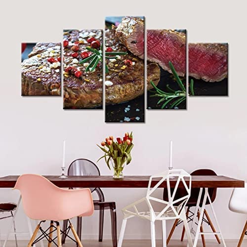 Tableau mural image sur toile 5 pièces motif moderne pour décoration murale salon 200 X 100 Cm