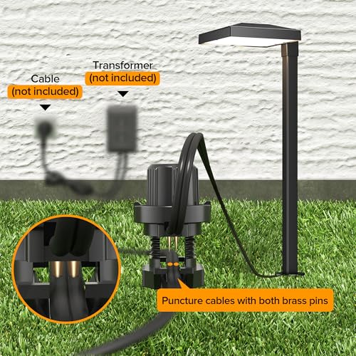 Image of LUTEC 6 Pack Low Voltage Pathway Lights, Aluminum 12V Landscape Lighting with Connectors,IP65 Waterproof Anti-Glare Wired LED Pathway Lights, 5W 500LM Warm White 3000K for Pathway, Yard, Garden