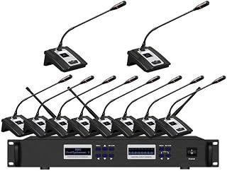 Boardroom Microphone UHF Digital Discussion System with 10 Microphones Gooseneck Delegate Condenser fo Large Conference Room Microphone DDS6800