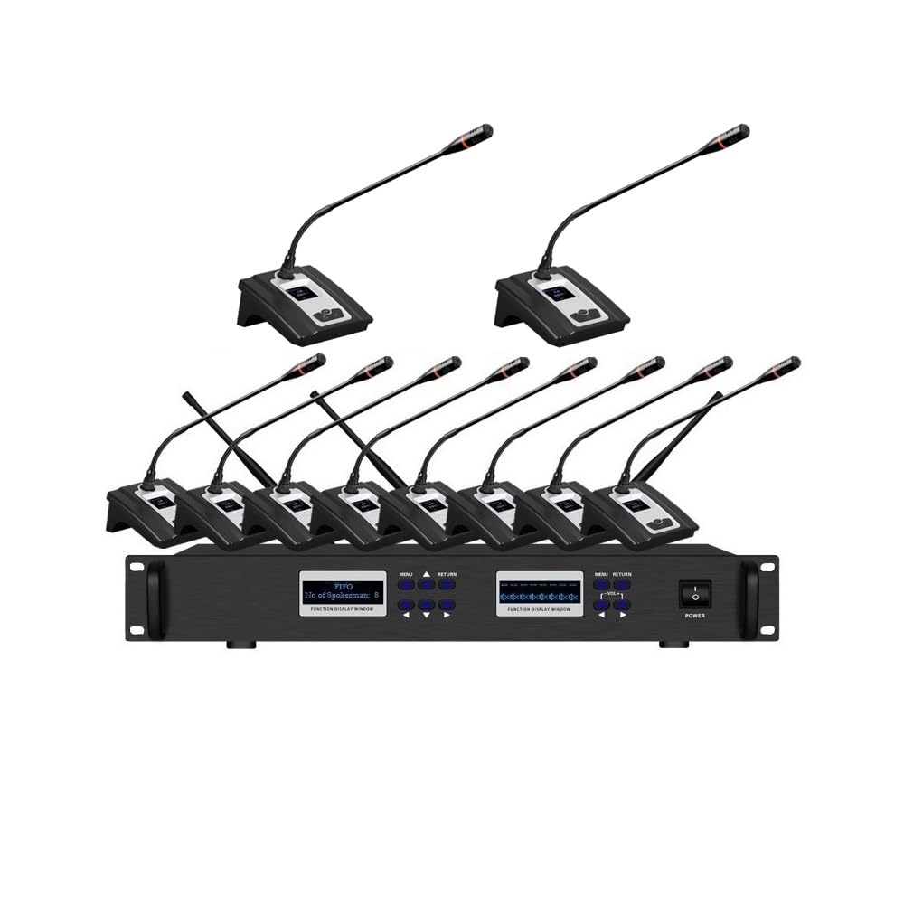 10 Microphones Digital Conference System Digital Discussion System DDS 6800 UHF 1 President 9 Delegate Gooseneck Mic for Church, School, Government