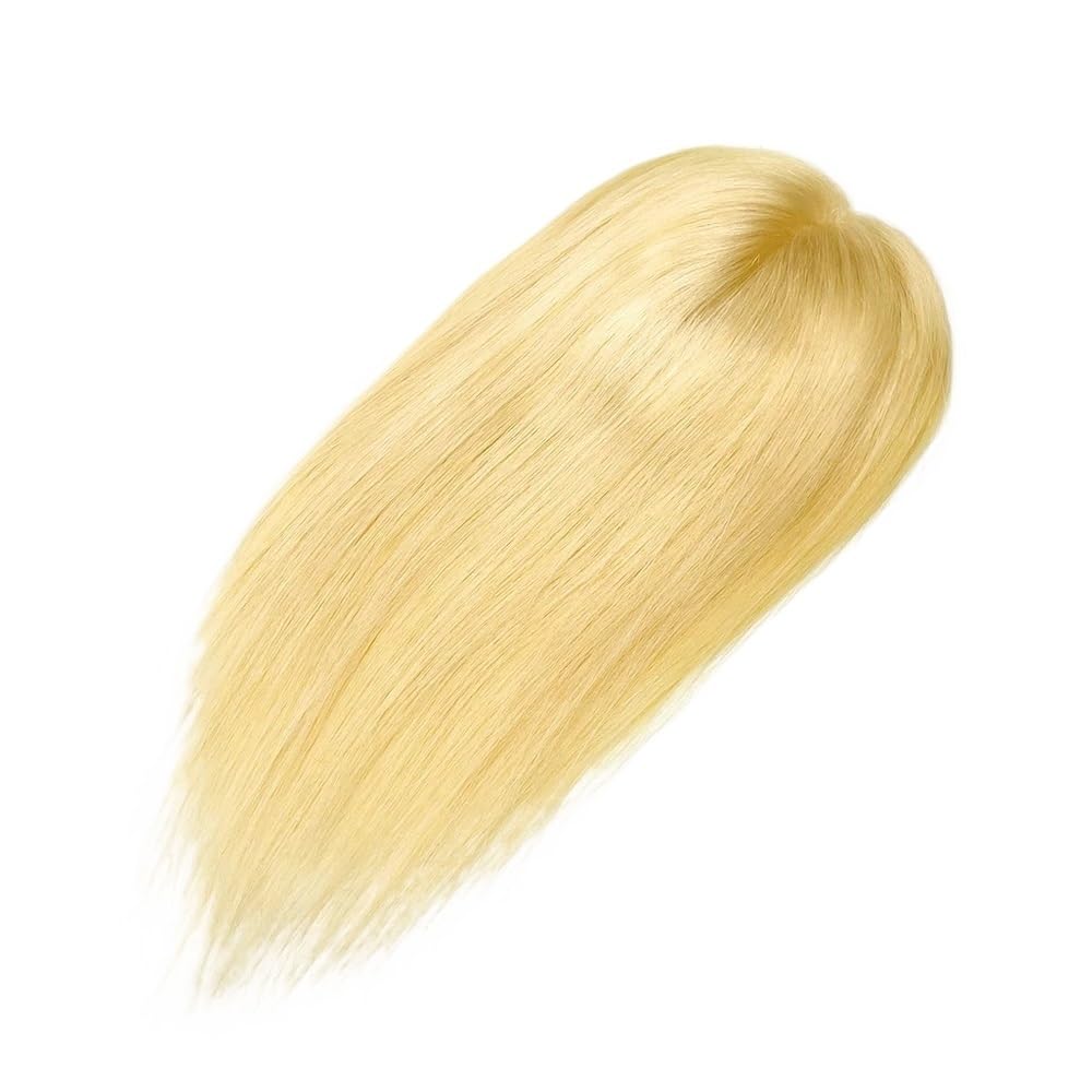 14 x 16 cm naturalna jedwabna końcówka na bazie skóry głowy, blond włosy, jedwabna peruka z klipsami dla kobiet, puszysta i naturalna (35 cm)