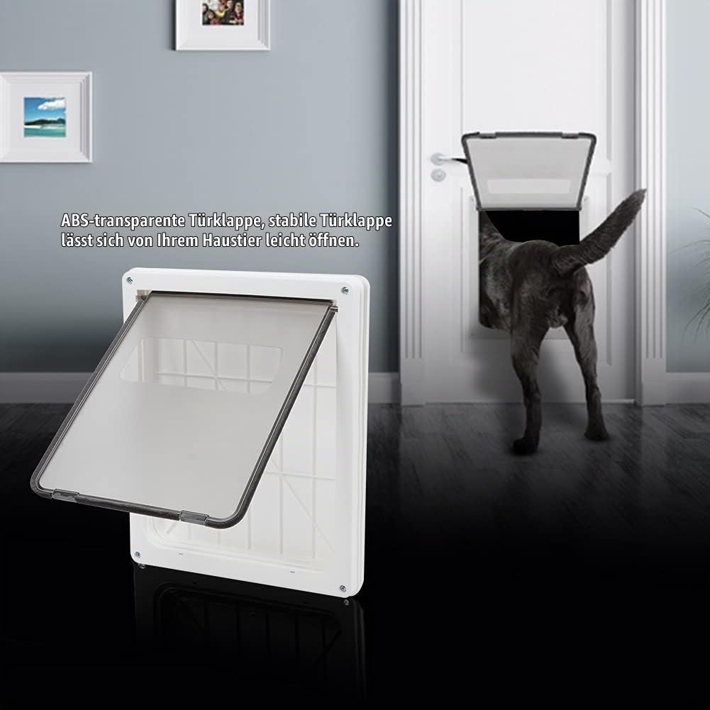 WNSC Hundetür, frei große Größe Safe 43 × 36 × 5 cm Haustier Eingangstür für Wand(White)