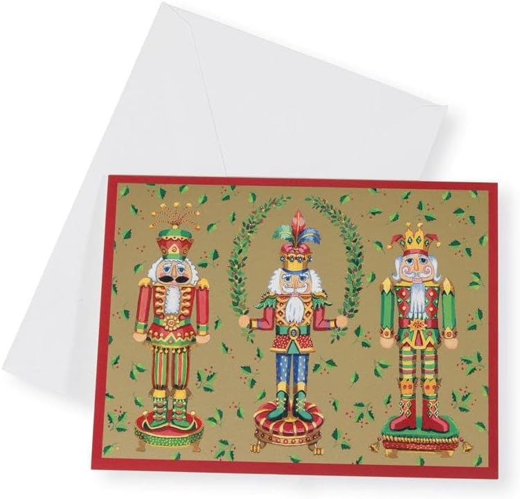 Caspari Nutcracker Christmas Boxed Christmas Cards - 16 Christmas Cards & 16 Envelopes