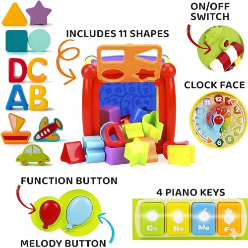 Image of StarAndDaisy Baby Toddler Musical Activity Cube for Kids, -Infants Activity Center Play Learning Center Toy Interactive Educational, Skill Development House with Lights and Sounds