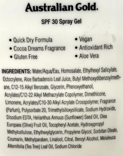 Australian Gold Spray Gel Sunscreen, SPF 30, 8 Ounce | Moisture Max | Infused with Aloe Vera | Broad Spectrum | Water Resistant