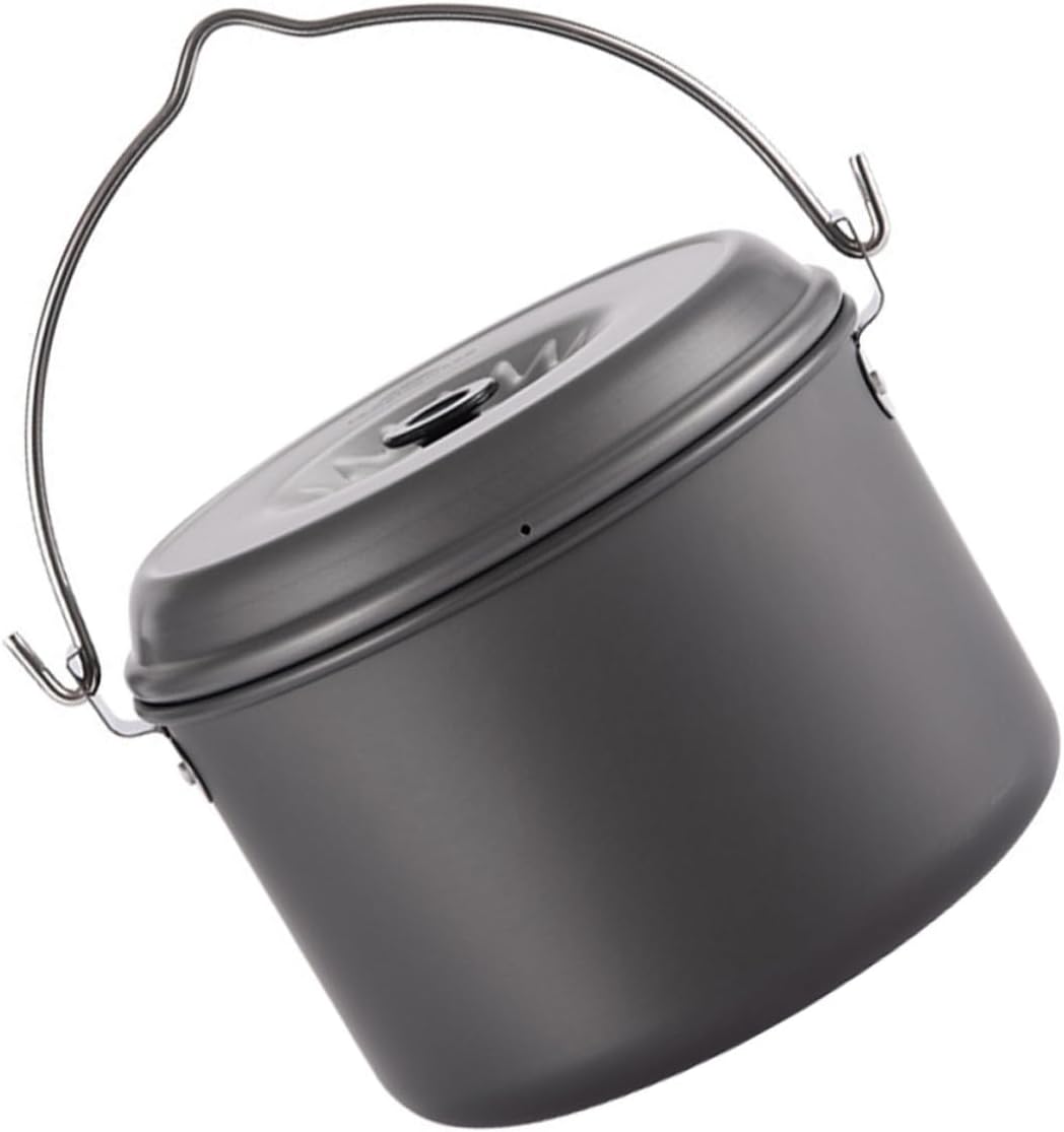 UPKOCH Portable Camping Pot Alumina Pot for People Non-Stick Handle Hiking Cookware