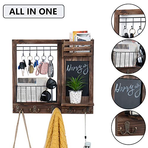 Dhmkfly YJJ01 Key Holder For Wall, Mail Organizer Wall Mount With 5 Hooks And Shelf, Wall Decorative With 5 Double Hooks And Chalkboard thumb #3