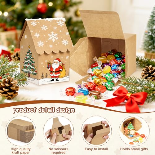 Image of Mulbozy 50 Pcs Paper Gingerbread House Kit with Scalloped Eaves DIY Blank Ginger Bread House Christmas Supplies for Family or School Holiday Craft Gift Making