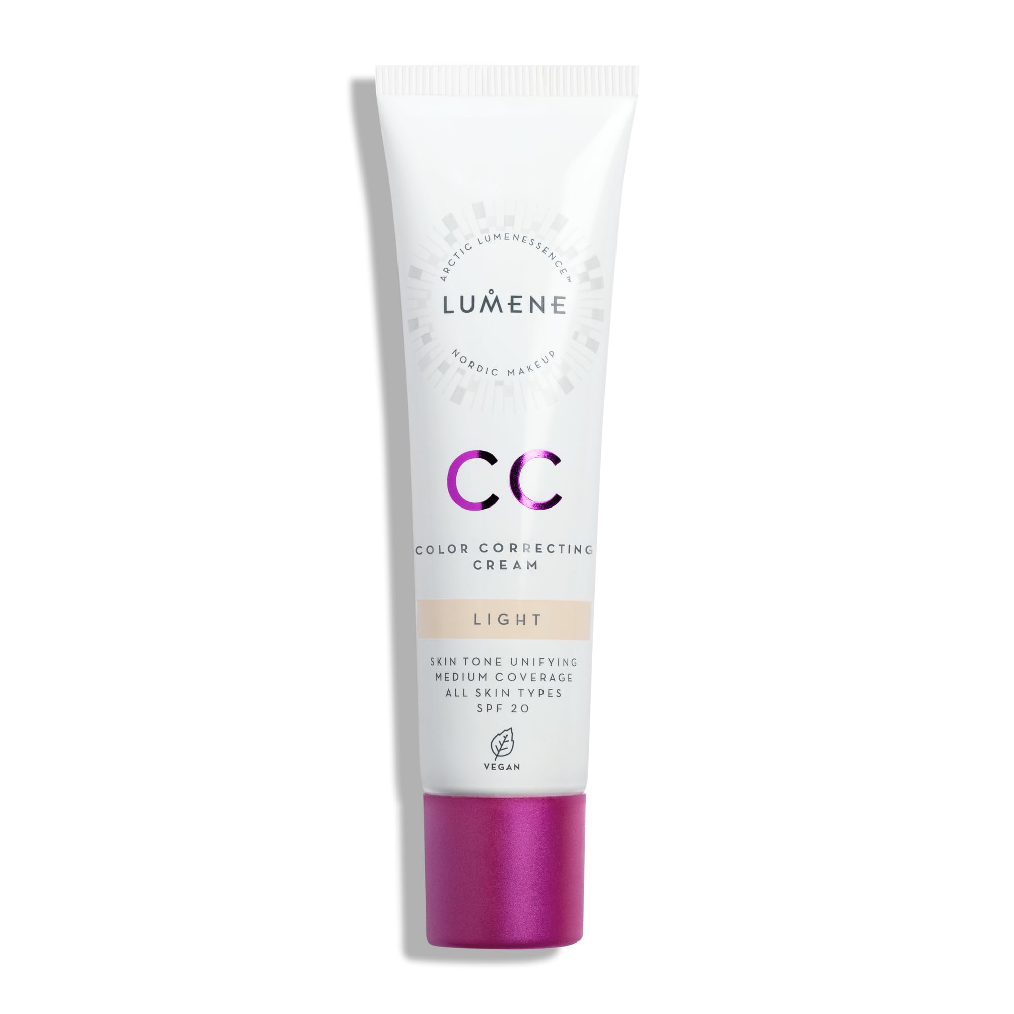 LUMENE CC Cream Color Correcting Cream Foundation | SPF 20 | Medium Coverage | Lightweight and Antioxidant-Rich | Hydrates While Reducing Redness | All Skin Types | Vegan | 30 ml | Light