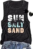 Sun Salt Sand Beach Tank Tops Women Coconut Tree Graphic Tank Sleeveless Summer Vacation Tee Shirt X