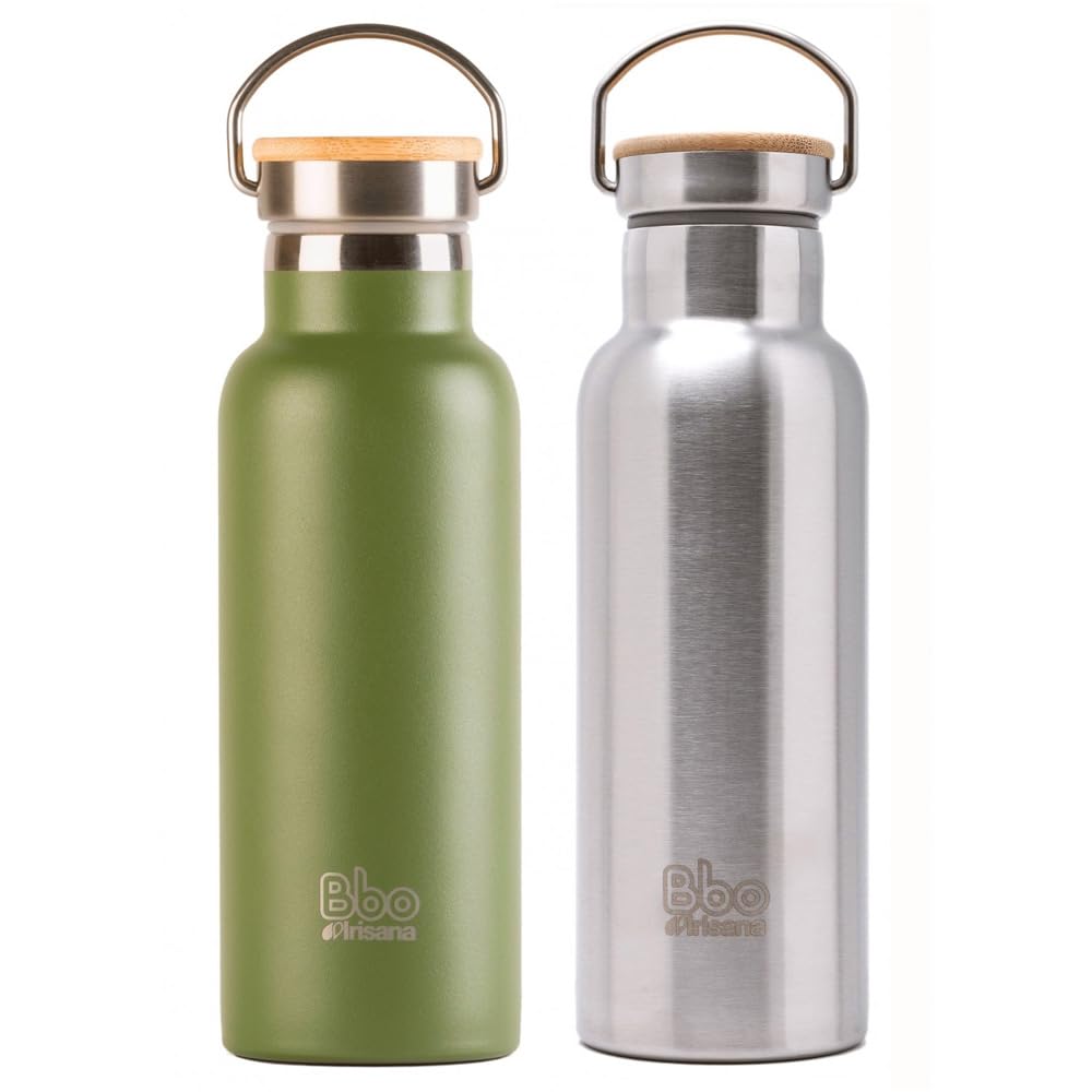 Bottiglia termica riutilizzabile con tappo in bambù. 500 ml. BBO14