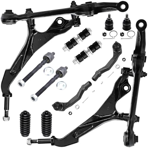 Image of Detroit Axle - 12pc Front End Kit for 1992-1995 Honda Civic, 1993-1997 Civic Del Sol, 1994-1997 Acura Integra, 2 Lower Control Arms 2 Lower Ball Joints 4 Tie Rods 2 Sway Bars 2 Boots Replacement
