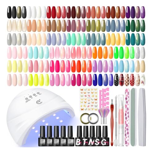 COSCELIA 57pcs Gel Nail Polish Kit with U V light 40 Colors Fall Winter Gel Polish Set 5pcs Soak Off Top and Base Coat Nail Stickers Gel Manicure Starter Kit Christmas Gifts for Women